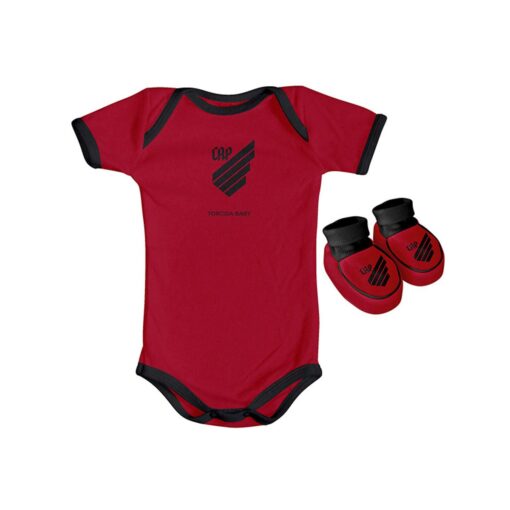 Kit Bebê Athletico Paranaense: Body e Pantufa