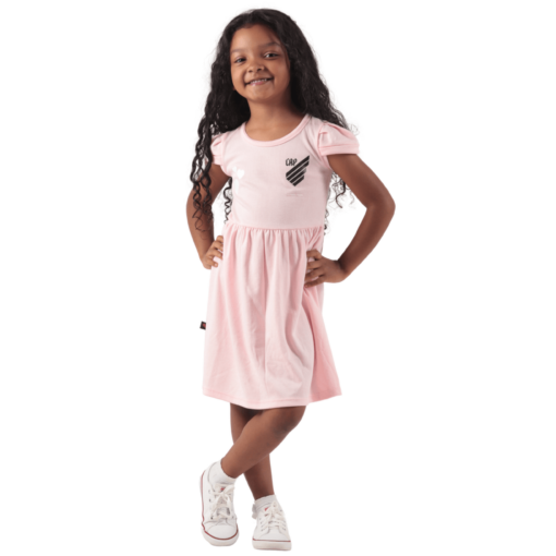 Vestido Canelado Infantil Rosa